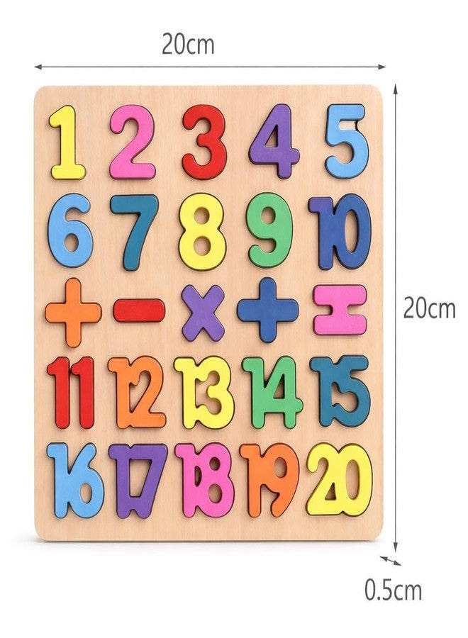 Aze Enterprises Wooden Number Puzzle 1-20 with Math Signs, Early Learning Educational Board, Pack of 1 - Image 4